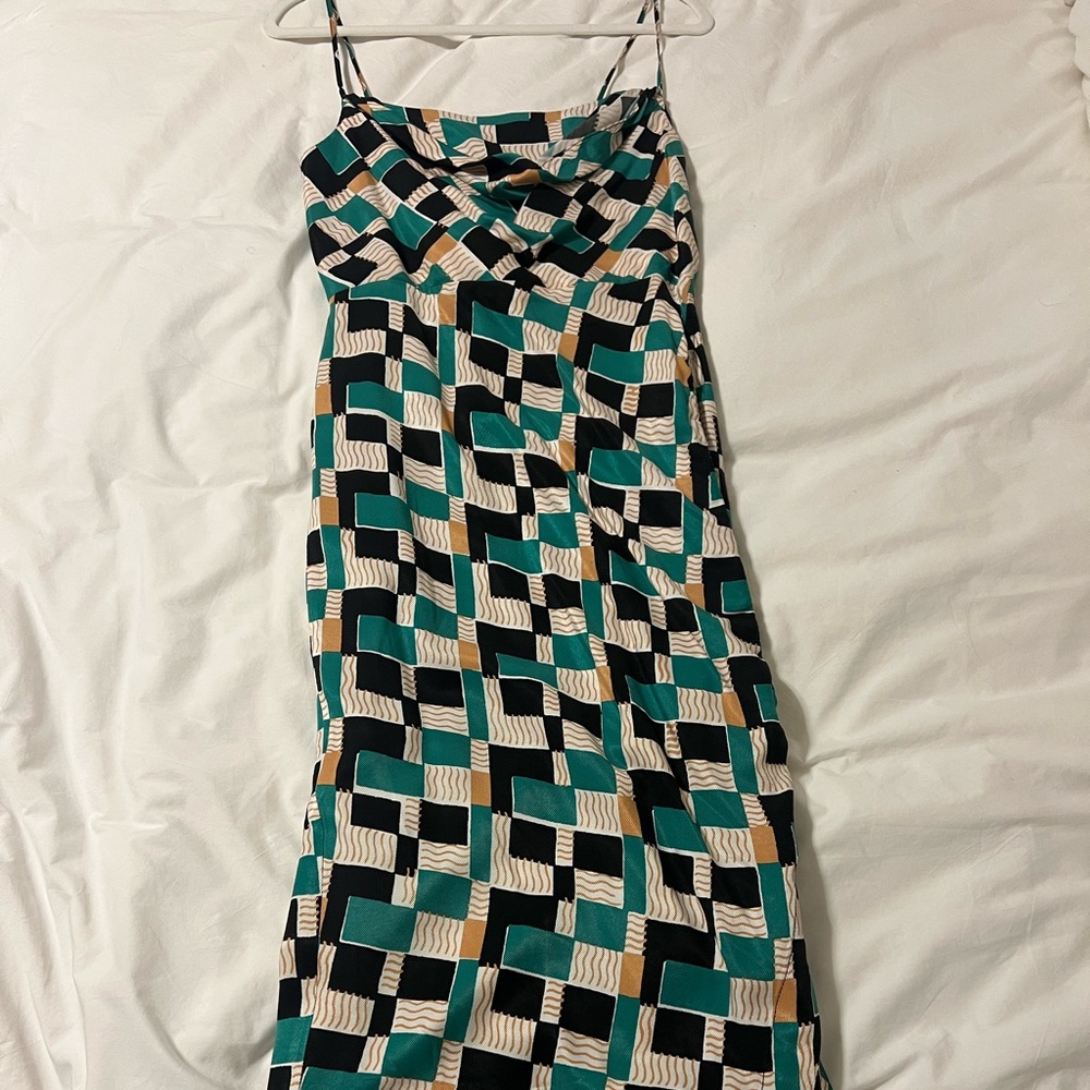 Anthropologie Geometric Green and Black Dress